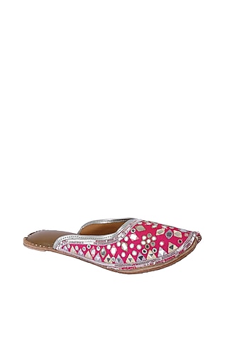 Pink Silk Blend Juttis by 5 Elements