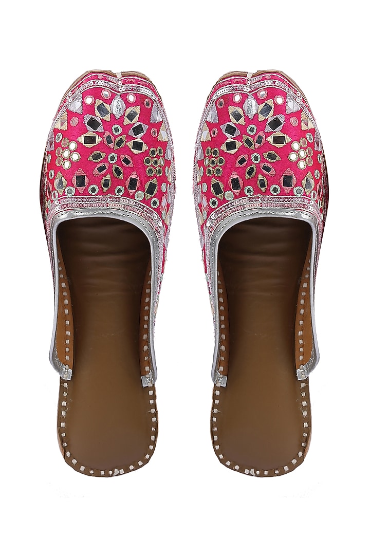 Pink Silk Blend Juttis by 5 Elements at Pernia's Pop Up Shop