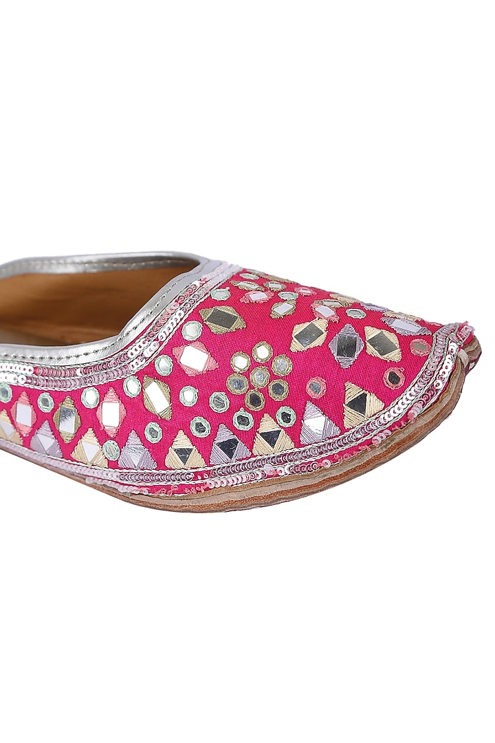 Pink Silk Blend Juttis by 5 Elements at Pernia's Pop Up Shop