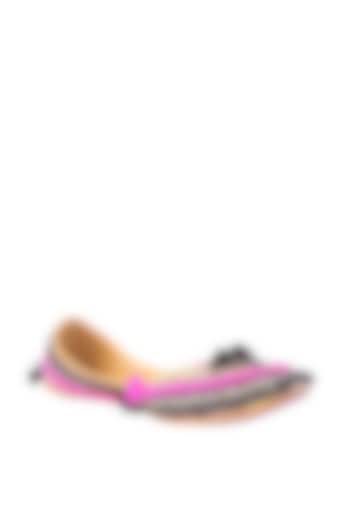 Pink & Black Juttis With Cutdana Detailing by 5 Elements at Pernia's Pop Up Shop