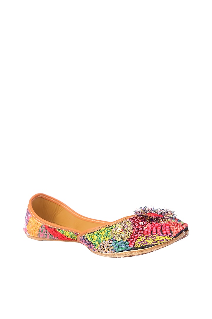 Multi-Colored Polyester Juttis by 5 Elements