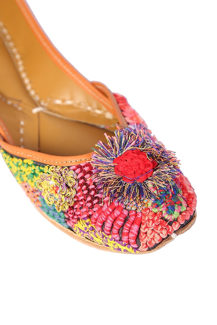 Multi-Colored Polyester Juttis by 5 Elements at Pernia's Pop Up Shop