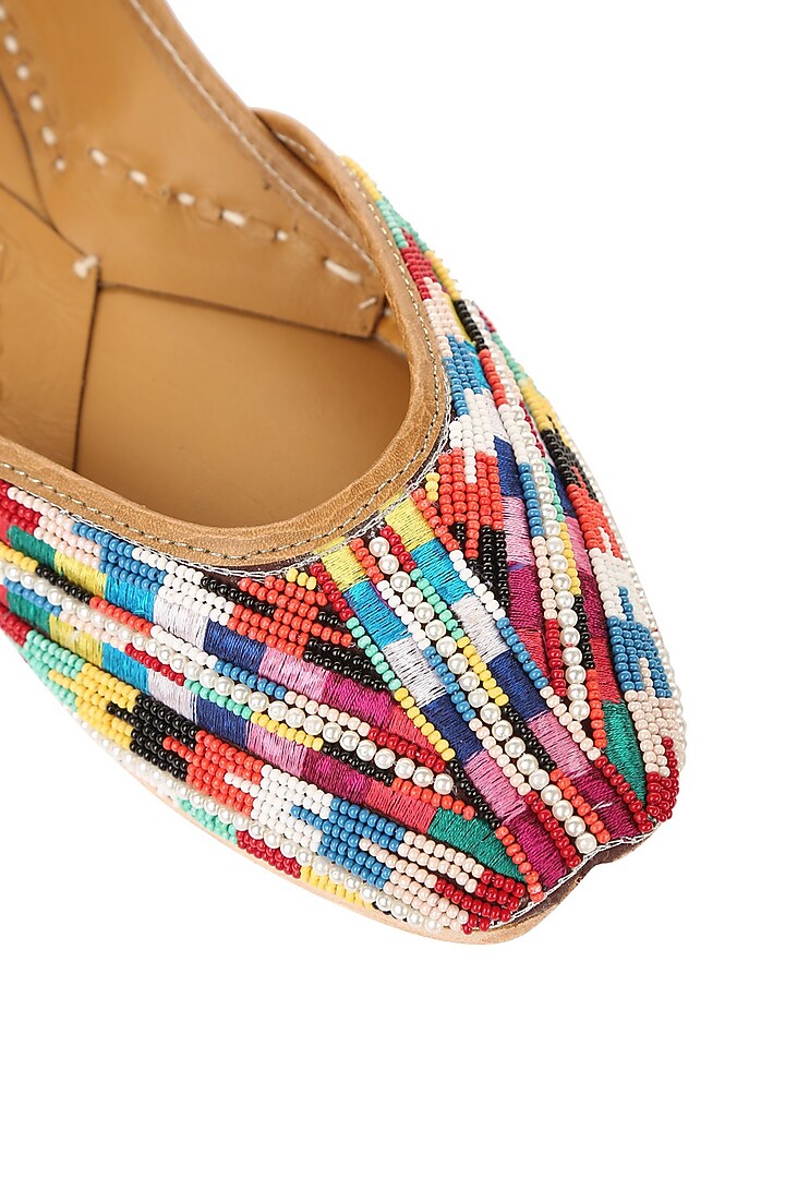 Multi-Colored Beaded Juttis by 5 Elements at Pernia's Pop Up Shop