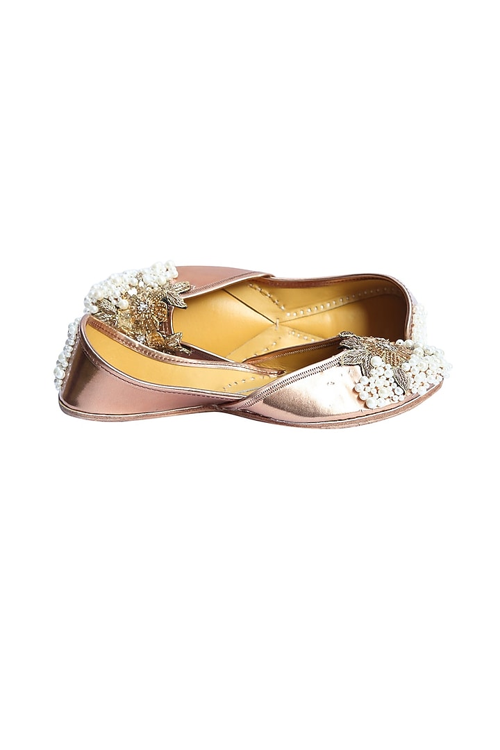 Copper Juttis With Pearls by 5 Elements at Pernia's Pop Up Shop