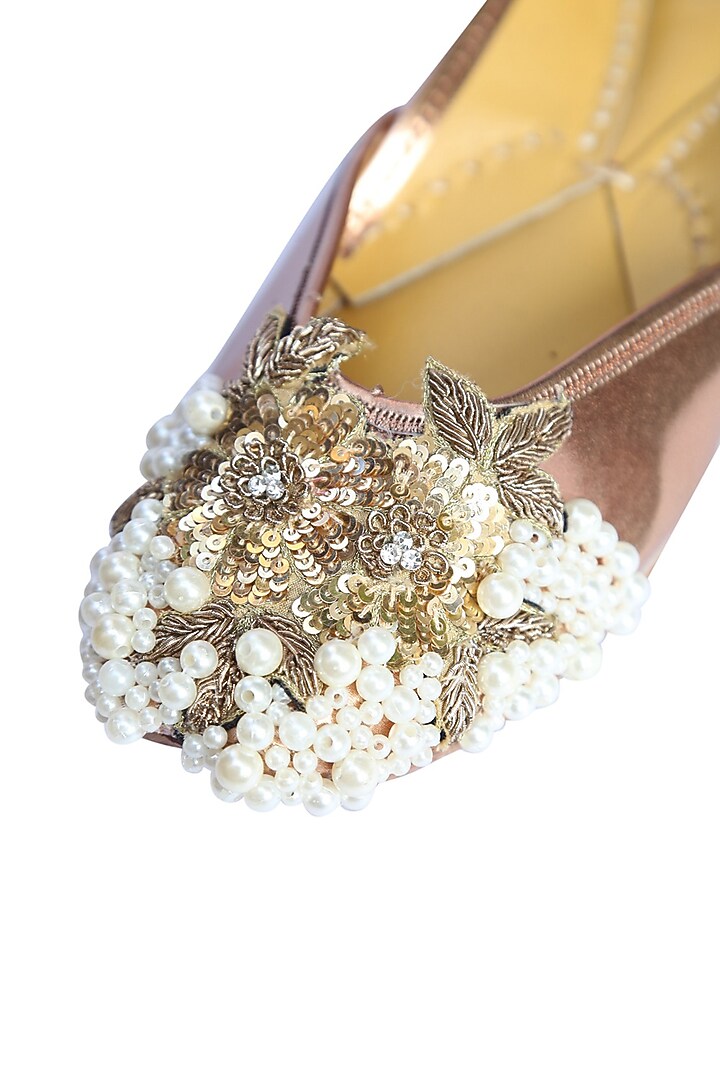 Copper Juttis With Pearls by 5 Elements at Pernia's Pop Up Shop