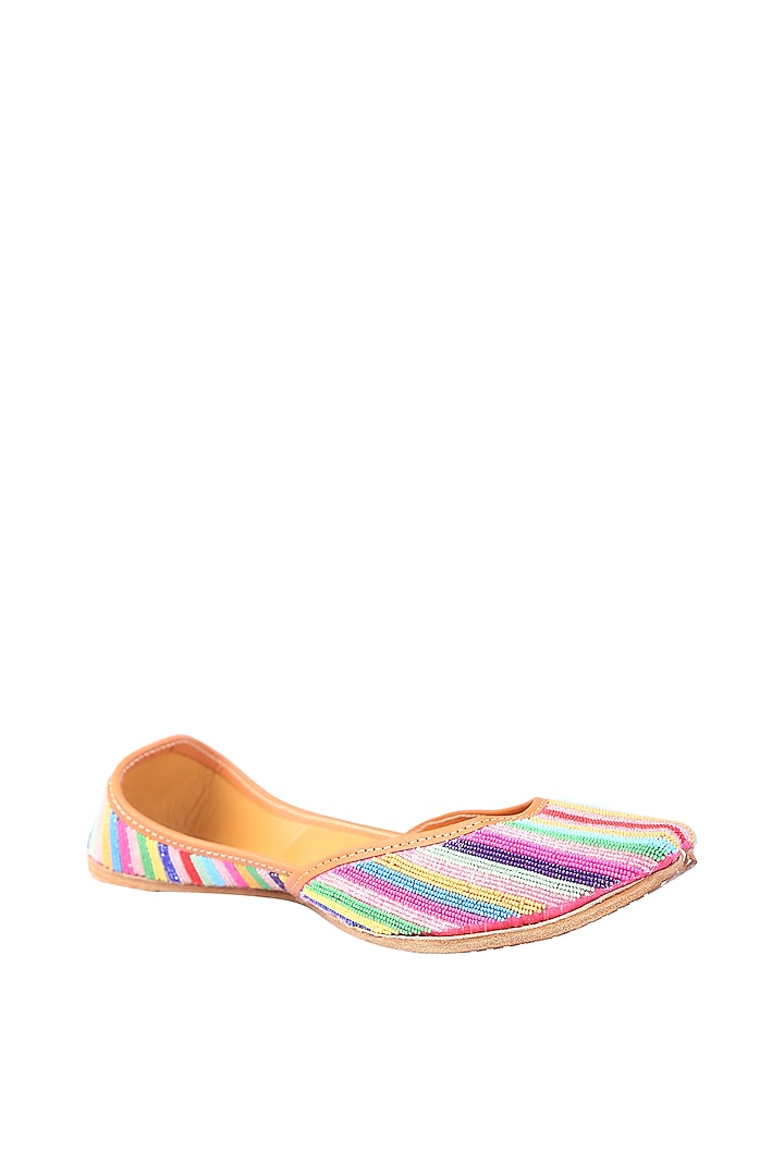 Multi-Colored Polyester Beaded Juttis by 5 Elements at Pernia's Pop Up Shop