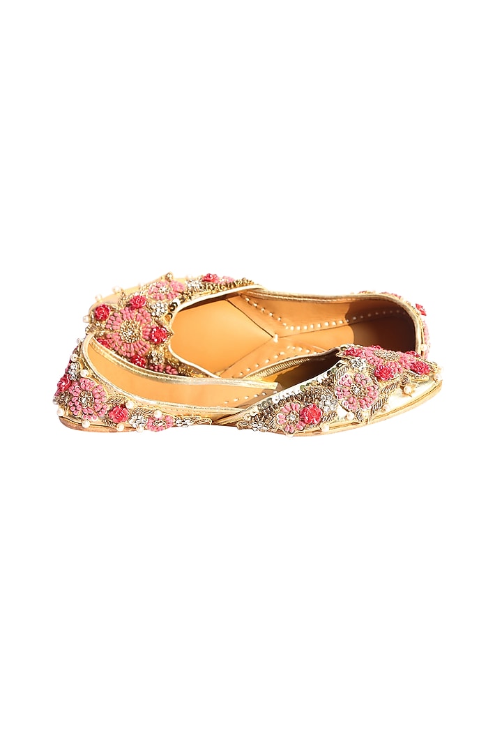Gold Juttis With Sequins Work by 5 Elements at Pernia's Pop Up Shop