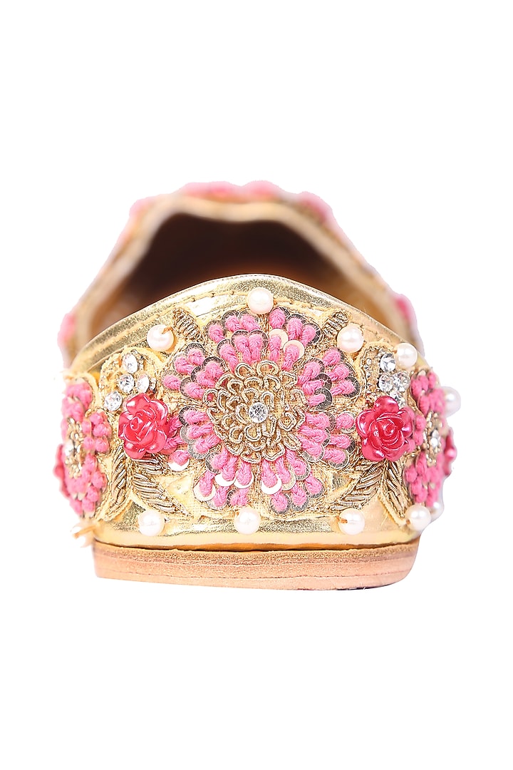 Gold Juttis With Sequins Work by 5 Elements at Pernia's Pop Up Shop