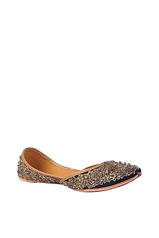 Black Sequins Juttis by 5 Elements