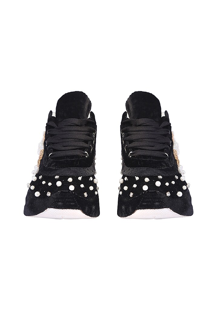 Black Velvet Sneakers by 5 Elements at Pernia's Pop Up Shop
