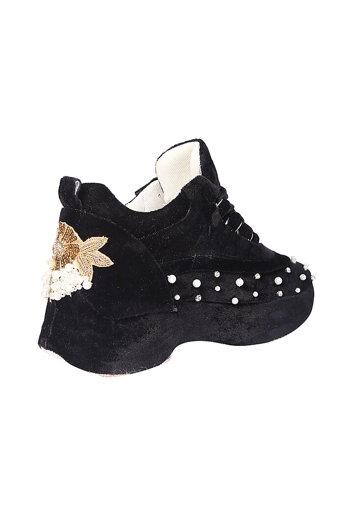 Black Velvet Sneakers by 5 Elements at Pernia's Pop Up Shop