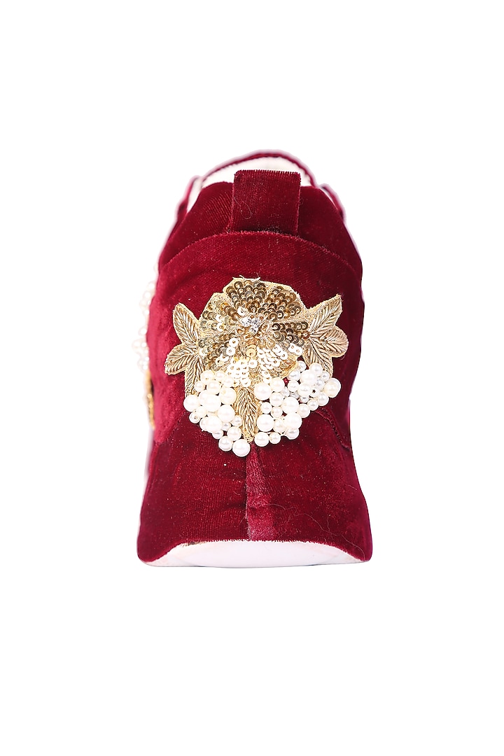 Maroon Velvet Sneakers by 5 Elements at Pernia's Pop Up Shop