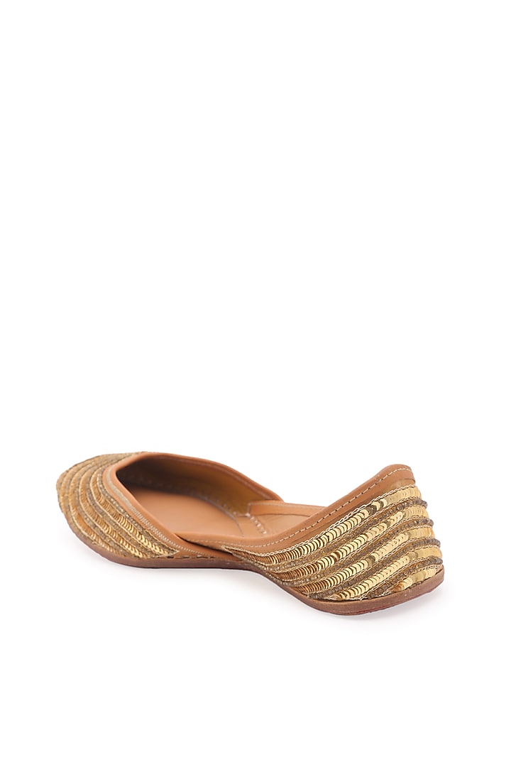 Gold Sequins Embellished Juttis by 5 Elements at Pernia's Pop Up Shop