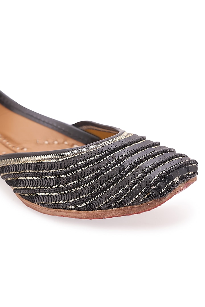 Black Sequins Embellished Juttis by 5 Elements at Pernia's Pop Up Shop