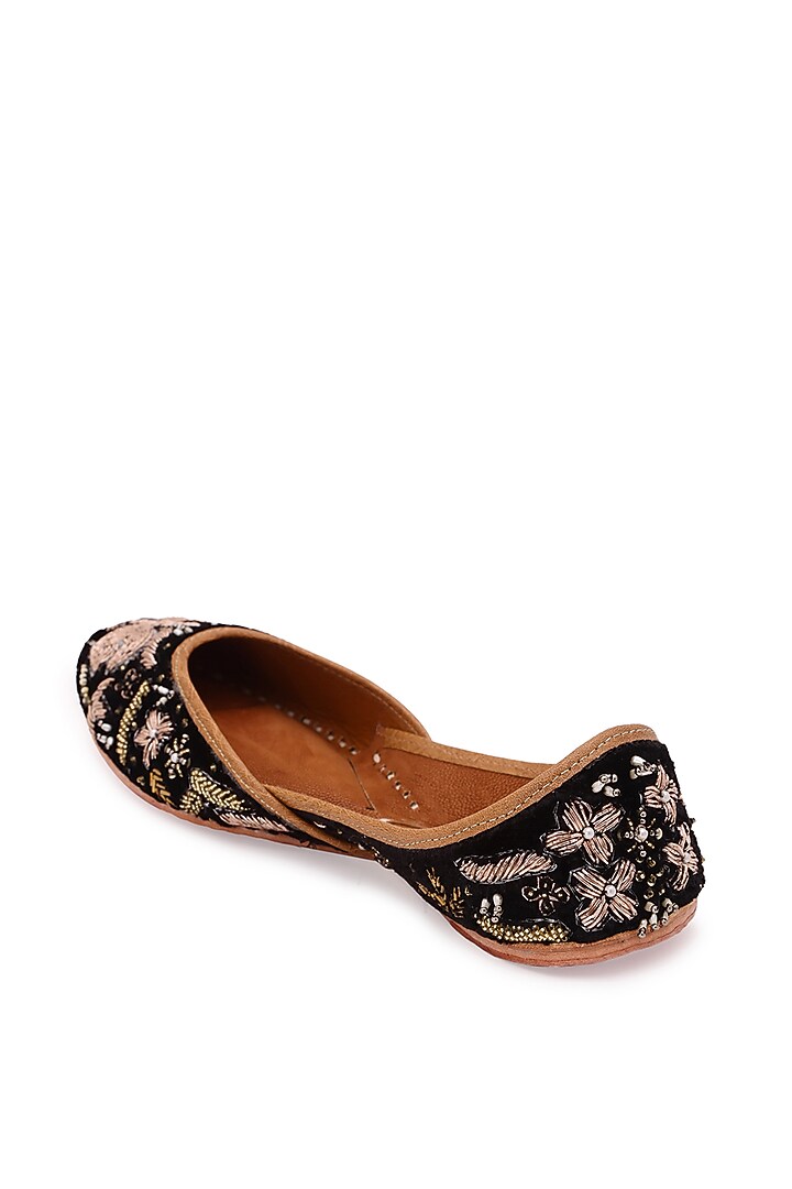 Black Dabka Embellished Juttis by 5 Elements at Pernia's Pop Up Shop