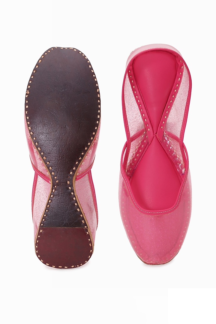 Pink Leatherette Juttis by 5 Elements