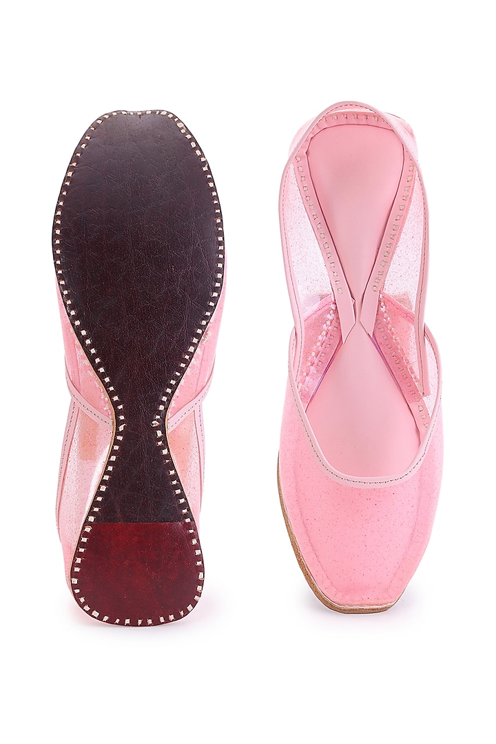 Pink Leatherette Juttis by 5 Elements