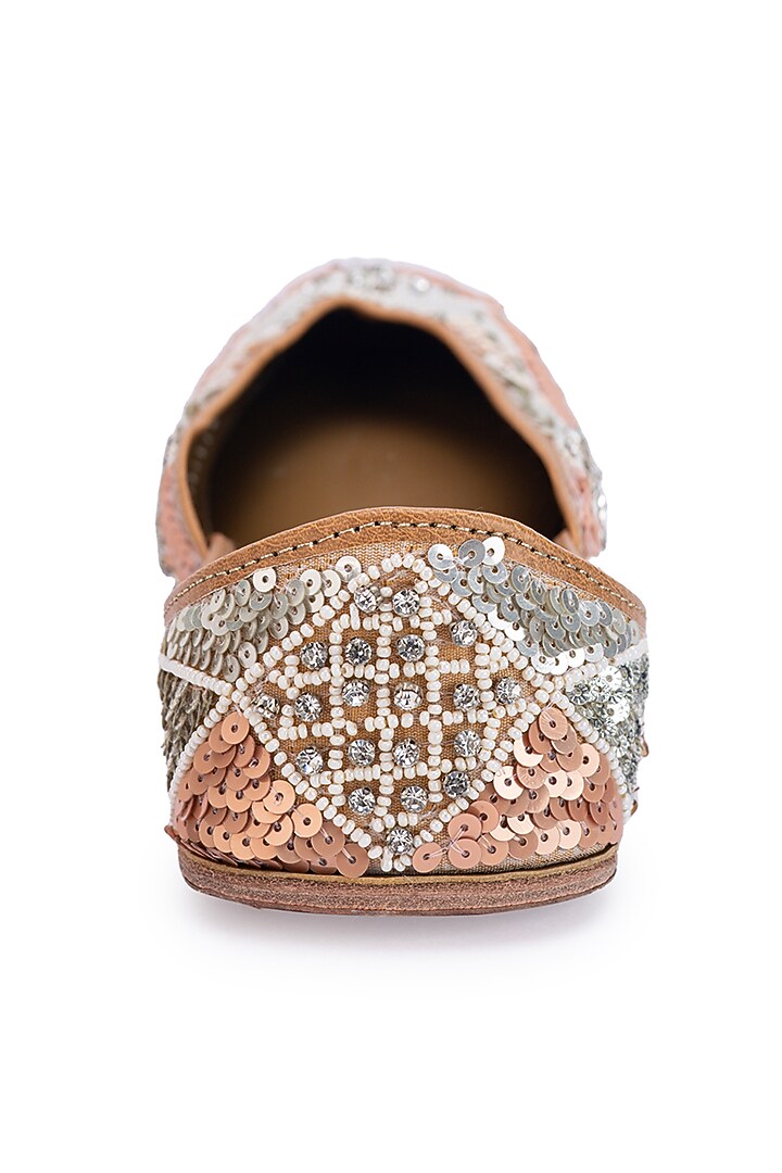 Gold & Silver Leatherette Sequins Embroidered Juttis by 5 Elements at Pernia's Pop Up Shop
