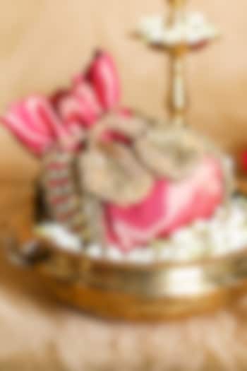 Pink Brocade Ghungroo Embroidered Potli Bag by 5 Elements at Pernia's Pop Up Shop