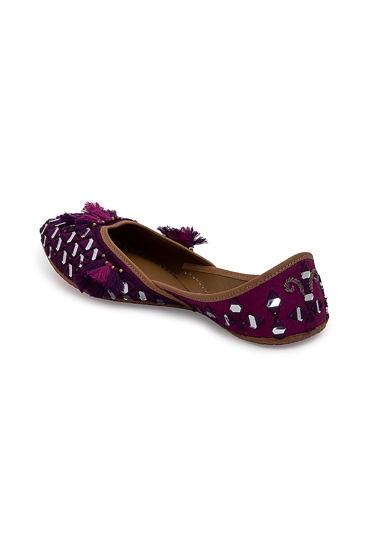 Dark Purple Silk Juttis by 5 Elements at Pernia's Pop Up Shop