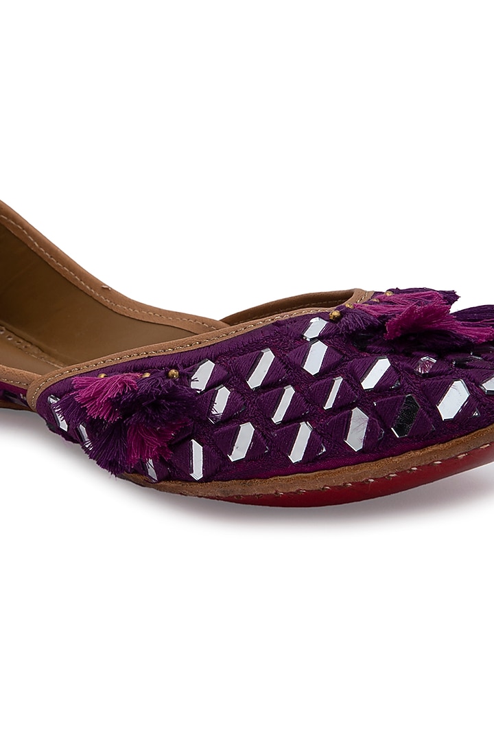 Dark Purple Silk Juttis by 5 Elements at Pernia's Pop Up Shop