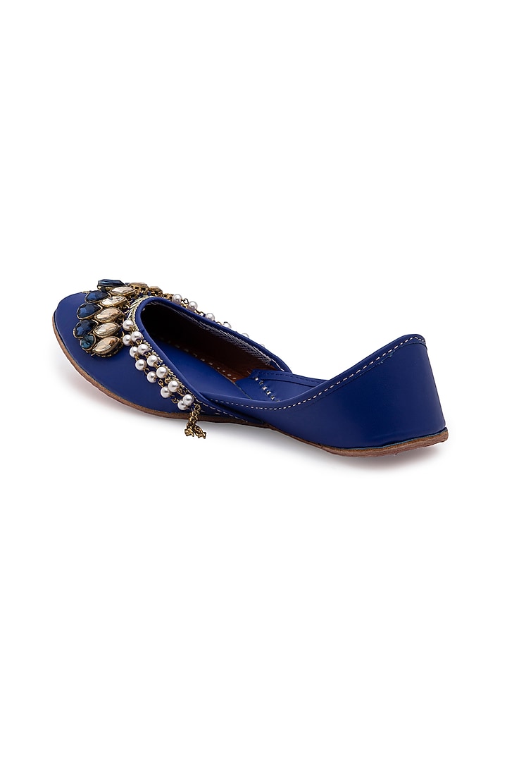 Cobalt Blue Polyurethane Juttis by 5 Elements at Pernia's Pop Up Shop