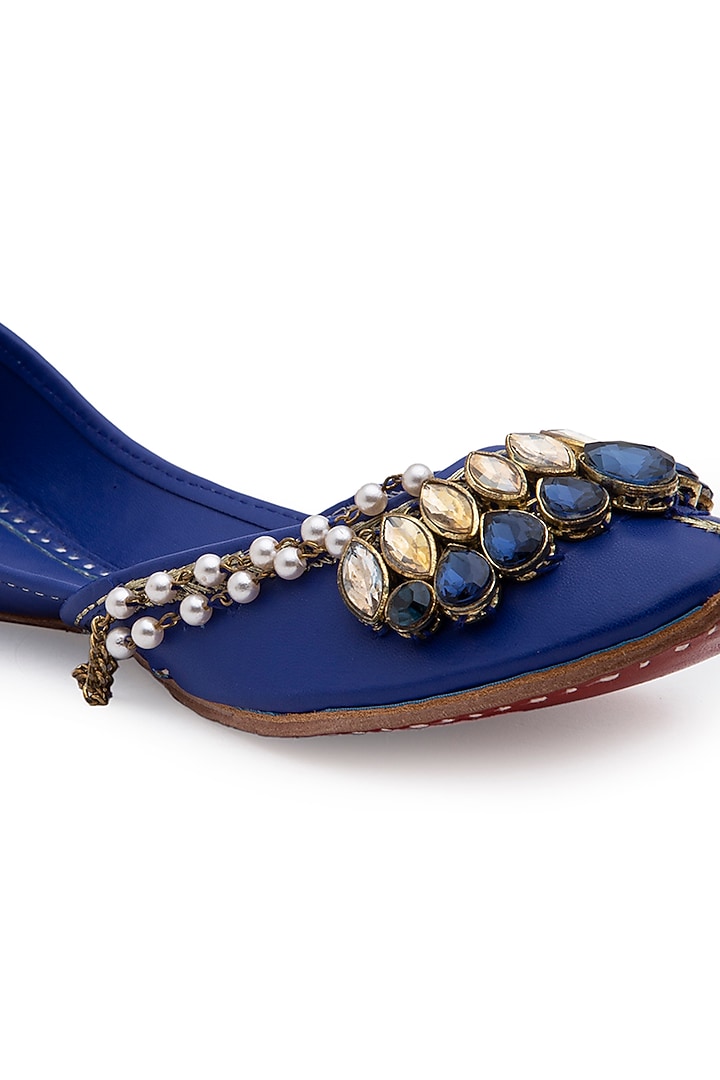 Cobalt Blue Polyurethane Juttis by 5 Elements at Pernia's Pop Up Shop