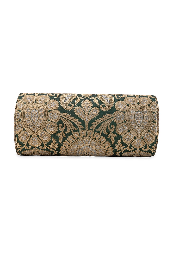 Green Brocade Embroidered Handbag by 5 Elements at Pernia's Pop Up Shop