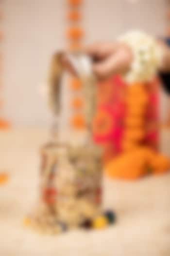 Gold PU Embroidered Potli by 5 Elements at Pernia's Pop Up Shop