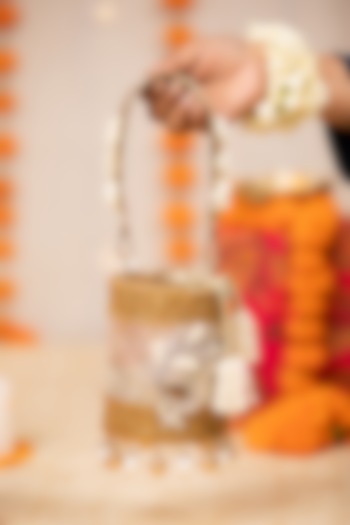 Gold PU Embroidered Potli by 5 Elements at Pernia's Pop Up Shop