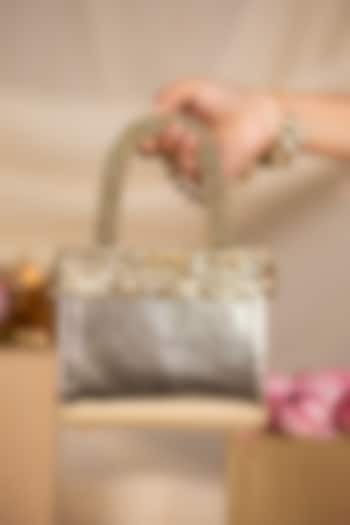 Gold PU Embroidered Handbag by 5 Elements at Pernia's Pop Up Shop