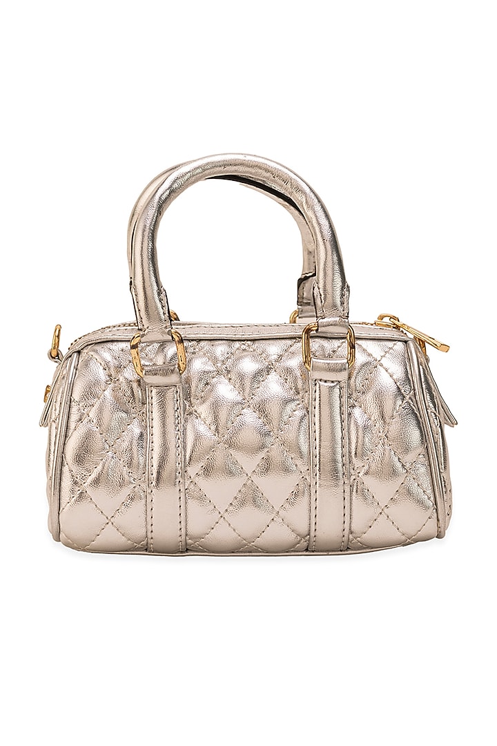 Silver PU Embroidered Handbag by 5 Elements at Pernia's Pop Up Shop