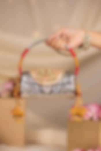 Silver Metallic Embroidered Handbag by 5 Elements at Pernia's Pop Up Shop