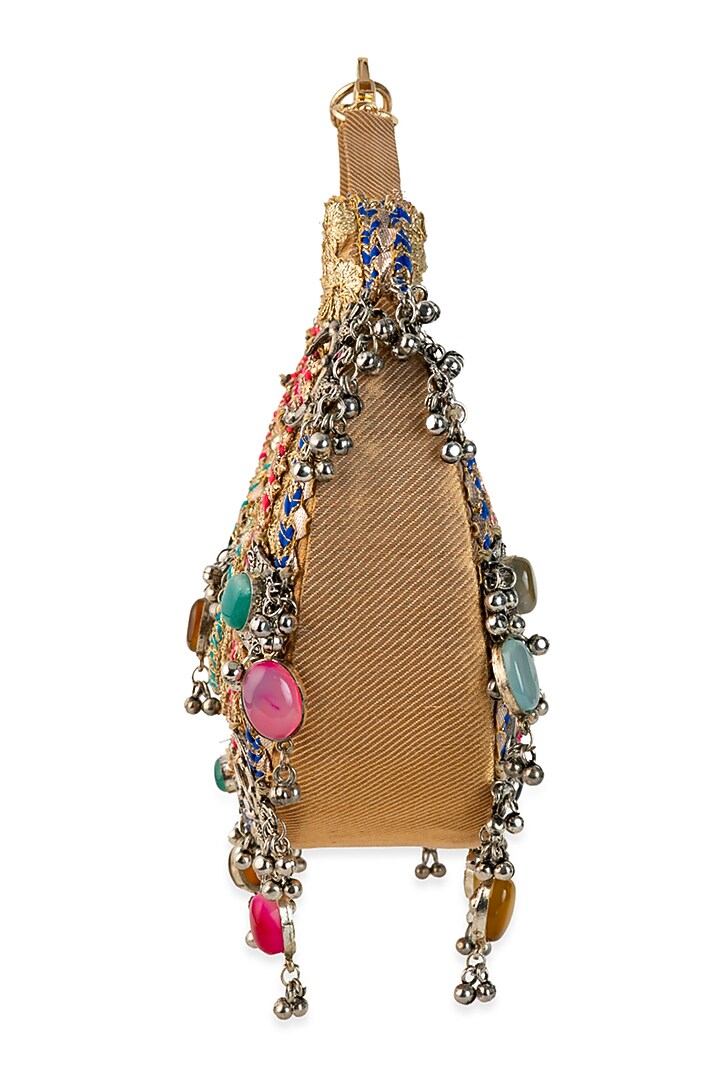 Gold Brocade Thread Embroidered Handbag by 5 Elements at Pernia's Pop Up Shop
