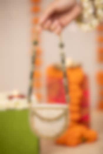 Gold Metallic Pearl Work Handbag by 5 Elements at Pernia's Pop Up Shop