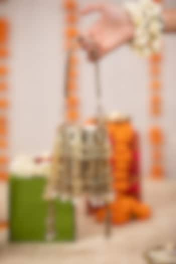 Gold PU Tassel Embellished Potli by 5 Elements at Pernia's Pop Up Shop