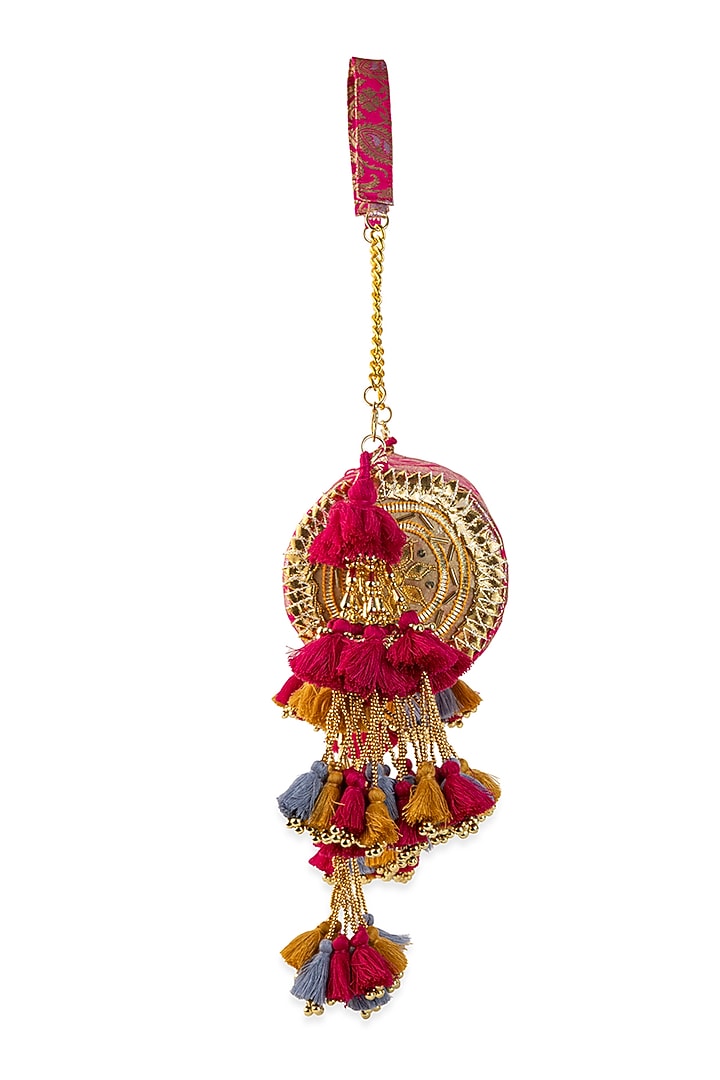 Fuchsia Pink Brocade Handbag by 5 Elements at Pernia's Pop Up Shop