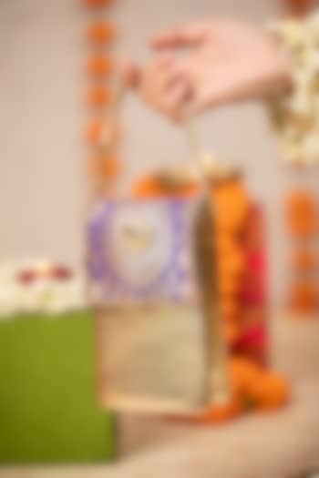 Purple Brocade & PU Zari Embroidered Handbag by 5 Elements at Pernia's Pop Up Shop