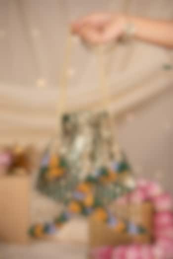 Emerald Green Brocade & Silk Potli by 5 Elements at Pernia's Pop Up Shop