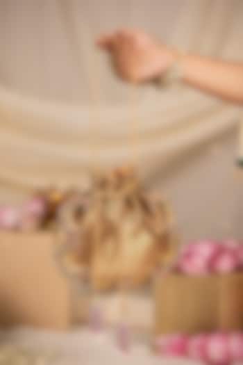 Beige Brocade & Satin Beadwork Potli by 5 Elements at Pernia's Pop Up Shop