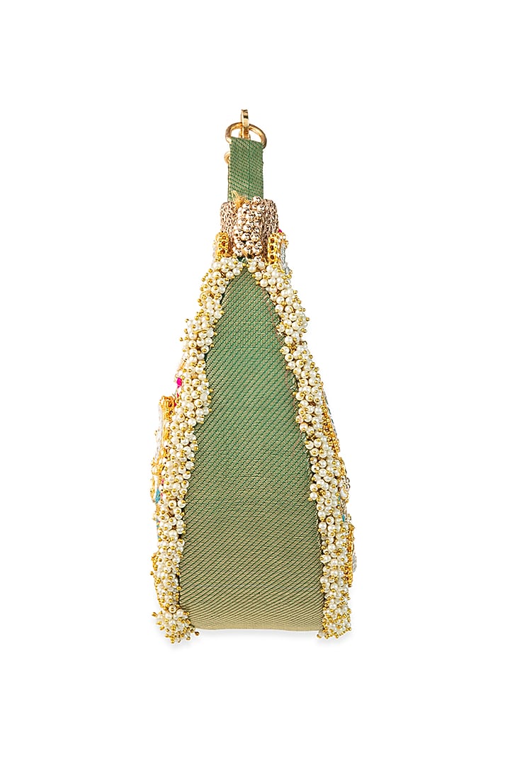 Gold Brocade Thread Work Handbag by 5 Elements at Pernia's Pop Up Shop