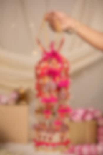 Pink Brocade & PU Thread Embellished Potli by 5 Elements at Pernia's Pop Up Shop