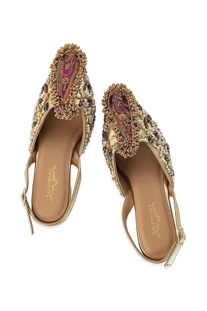 Silver Leatherette Sequin Work Heels by 5 Elements at Pernia's Pop Up Shop