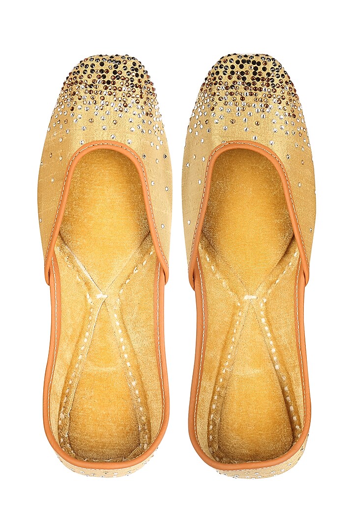 Gold Stone Embroidered Juttis by 5 Elements at Pernia's Pop Up Shop