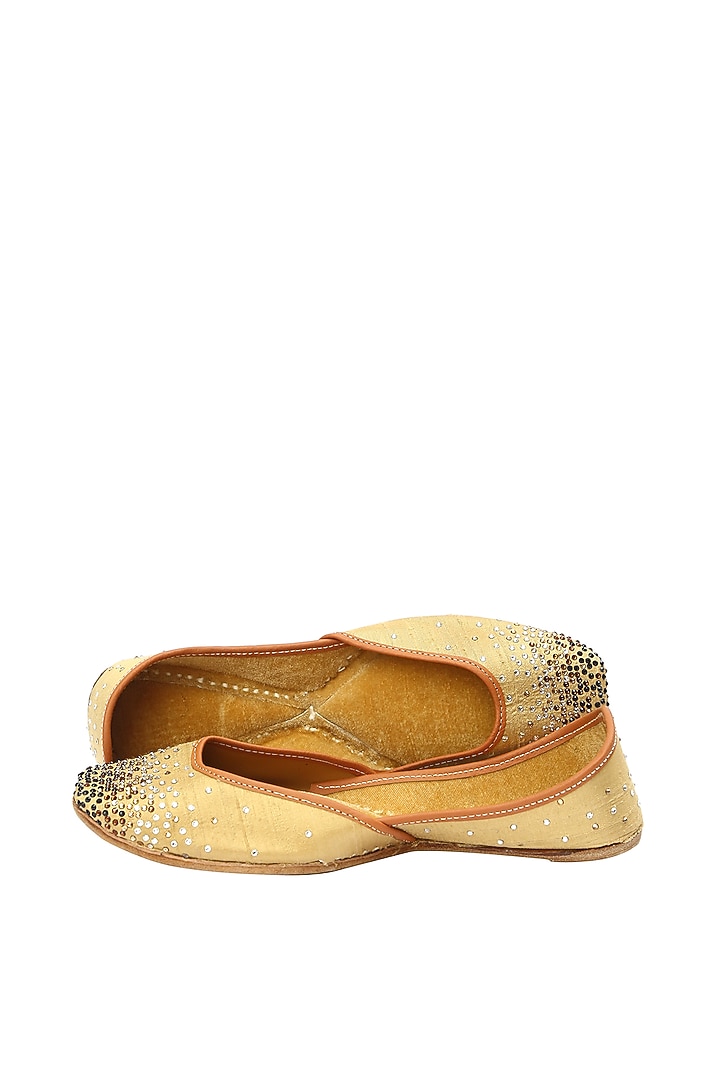 Gold Stone Embroidered Juttis by 5 Elements at Pernia's Pop Up Shop
