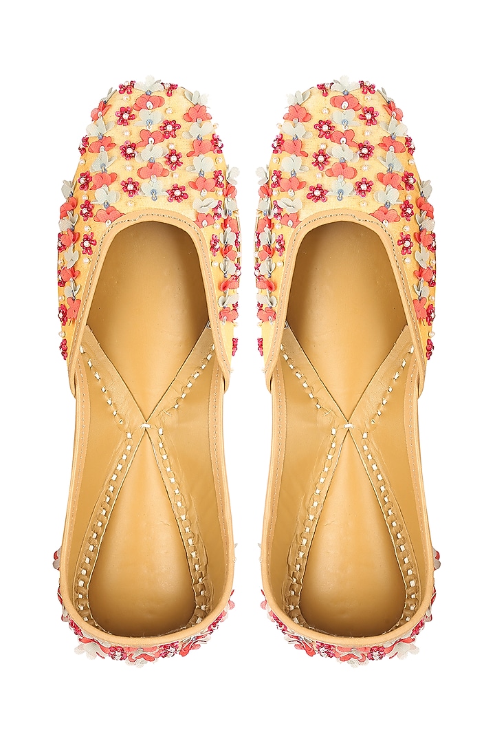 Light Gold Sequins Embroidered Juttis by 5 Elements at Pernia's Pop Up Shop