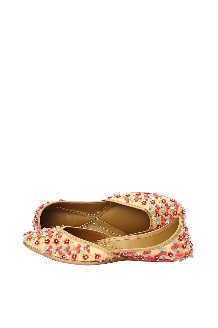Light Gold Sequins Embroidered Juttis by 5 Elements at Pernia's Pop Up Shop