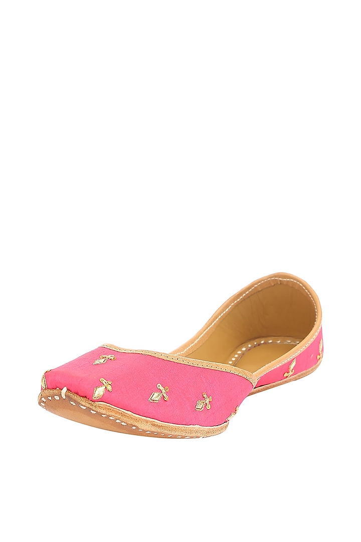 Pink Sequins Embroidered Juttis by 5 Elements