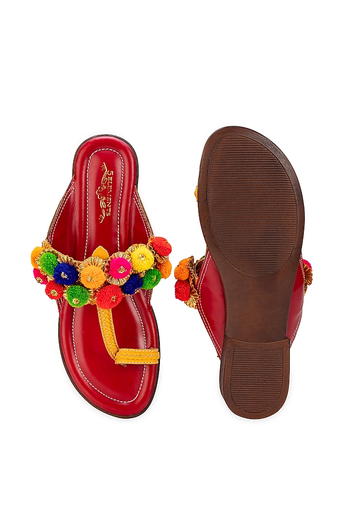 Multi-Colored Leatherette Kolhapuri by 5 Elements at Pernia's Pop Up Shop