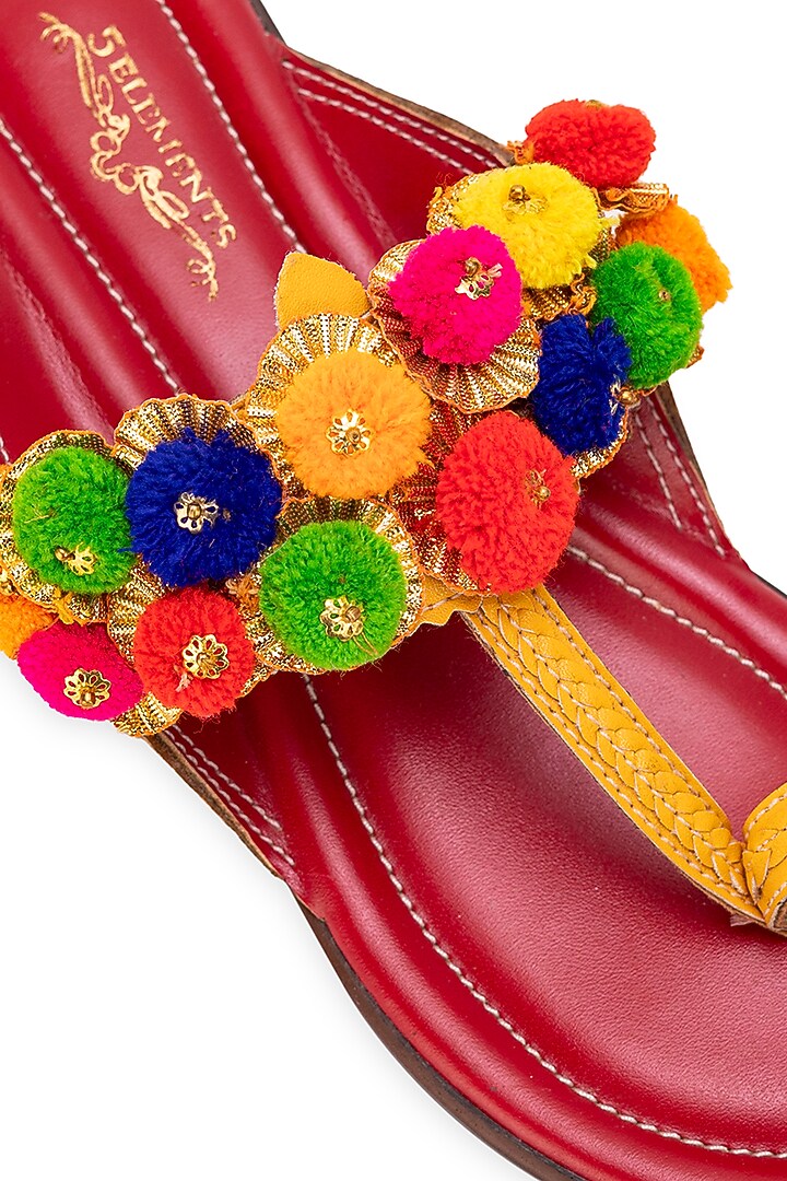 Multi-Colored Leatherette Kolhapuri by 5 Elements at Pernia's Pop Up Shop